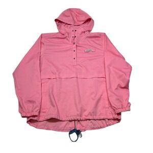 Columbia PFG Pullover Anorak Hoodie Mens Medium Pink Adult Windbreaker Vented